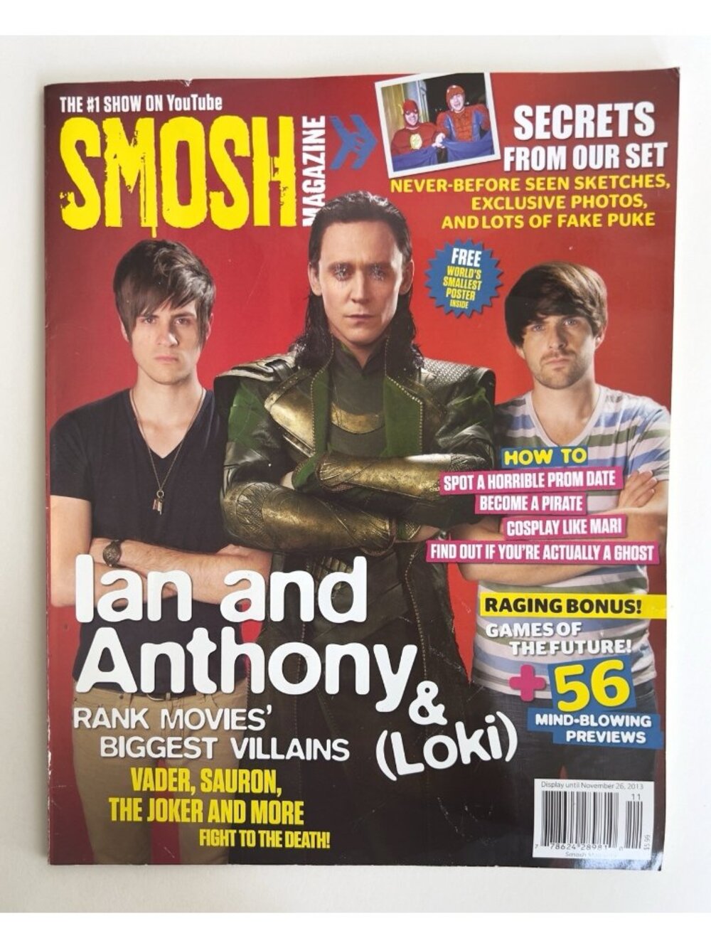 Rare SMOSH magazine 2013 Ian Hecox & Anthony Padilla LOKI YouTube w/Poster